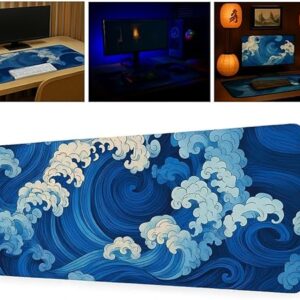 Mouse Pad Gamer Profissional 60x30 Premium Antiderrapante Impermeável Lavável Bordas Costuradas Setup Gamer (Azul)