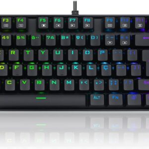 Teclado Magnético Gamer Redragon Kumara PRO K552RGB USB RGB Preto Switch Marrom